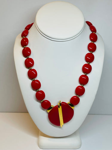 Napier Red Beaded Split Circle Necklace